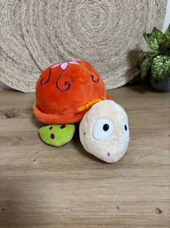 Doudou tortue orange vert fleur Nici