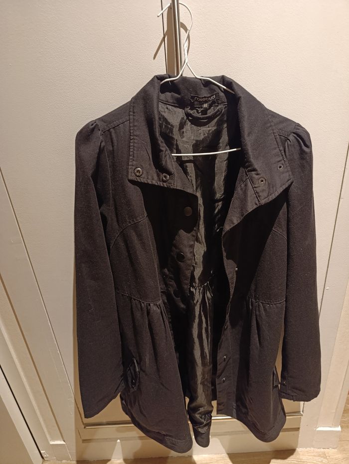Veste mi-longue noire femme 40