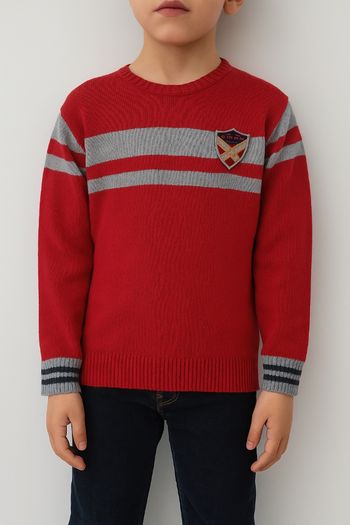 Pull 3 Pommes Rouge & Gris - Taille 6 ans (116 cm )