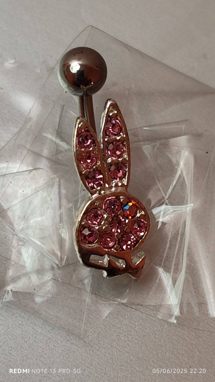 Piercing nombril lapin strasse rose neuf - photo numéro 3