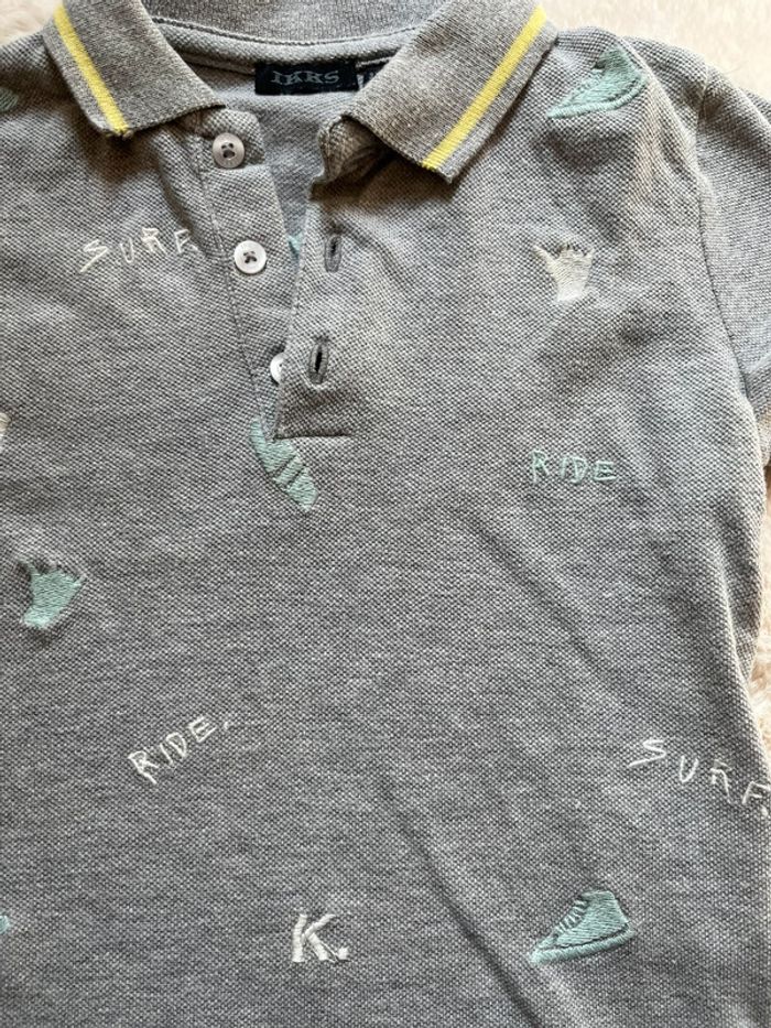 Polo gris motif surf IKKS - taille 3 ans - photo numéro 2