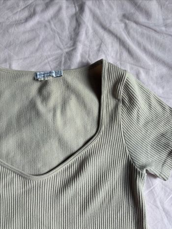 Crop top beige - maille côtelée