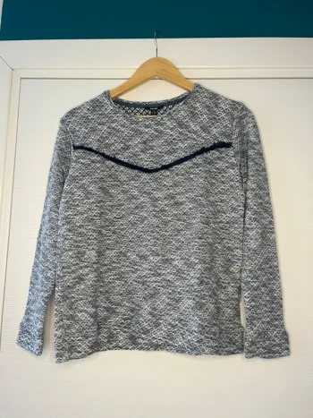 🔹 Pull bicolore bleu marine & blanc – Kiabi 🔹