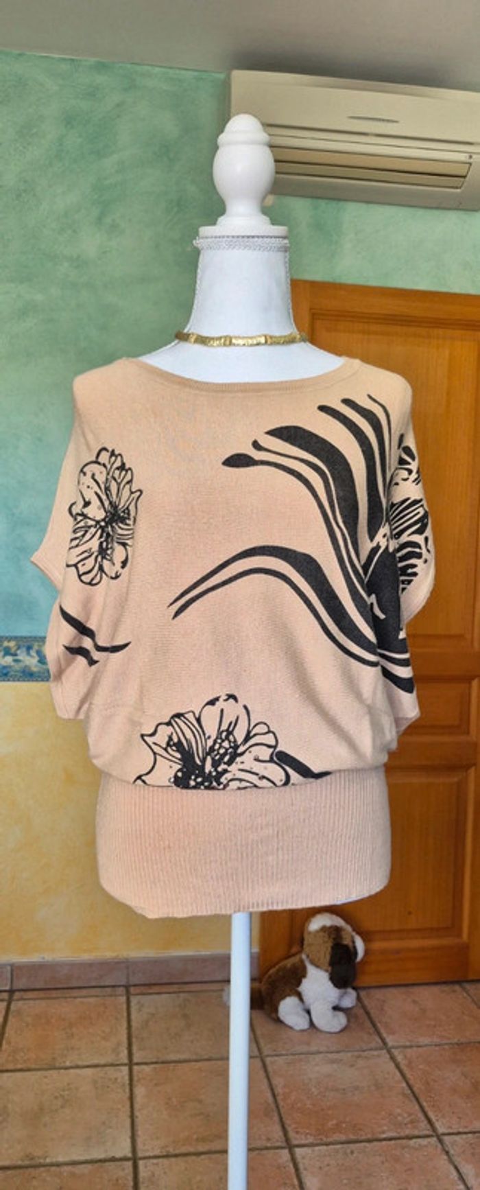 Pull femme beige imprimé 38 Miss 83