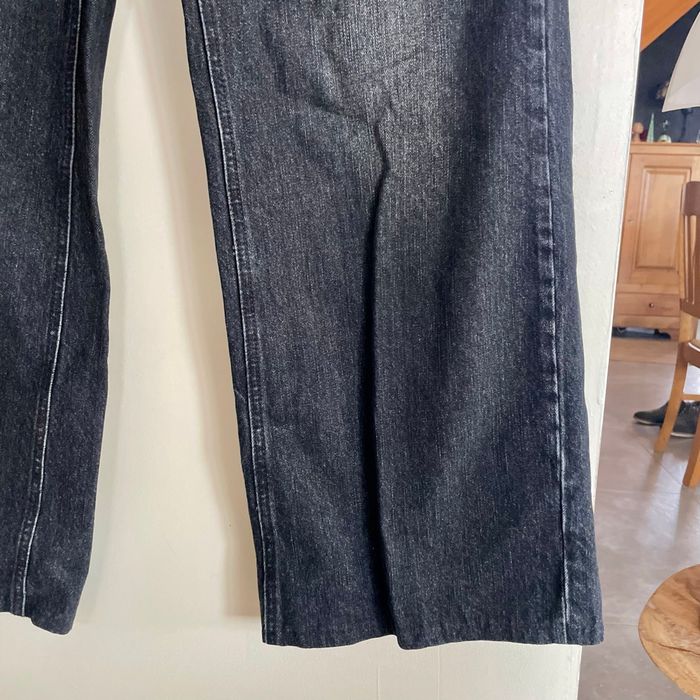 Jean droit noir Stradivarius taille 42 coupe large D92 denim brut délavé V063 - photo numéro 2