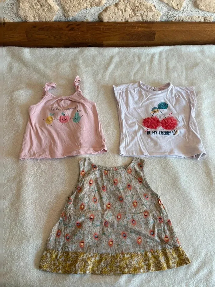 Lot de 3 jolis tee-shirts fille été 18 mois – In Extenso & Kitchoun - photo numéro 2