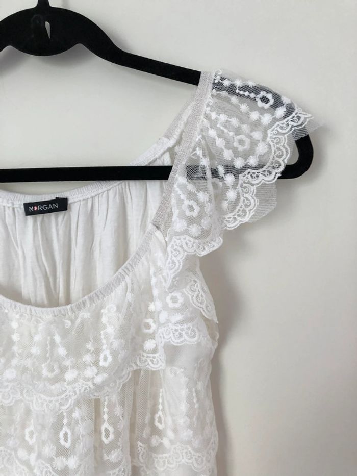 Haut débardeur blanc en dentelle Morgan taille M - photo numéro 3