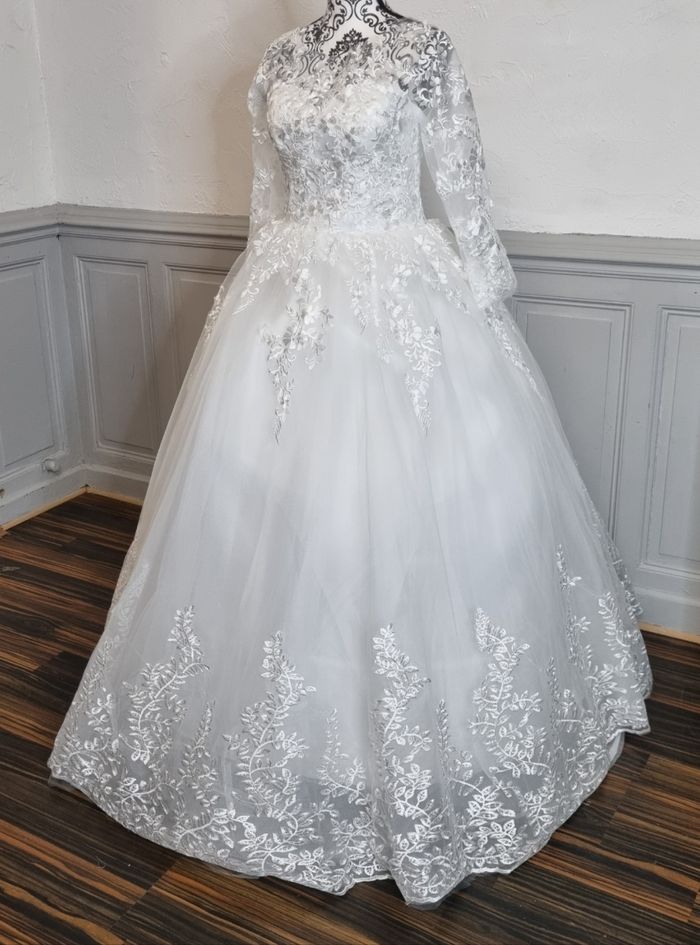 robe de mariee princesse manche longue dentelle taille 38/40 - photo numéro 3