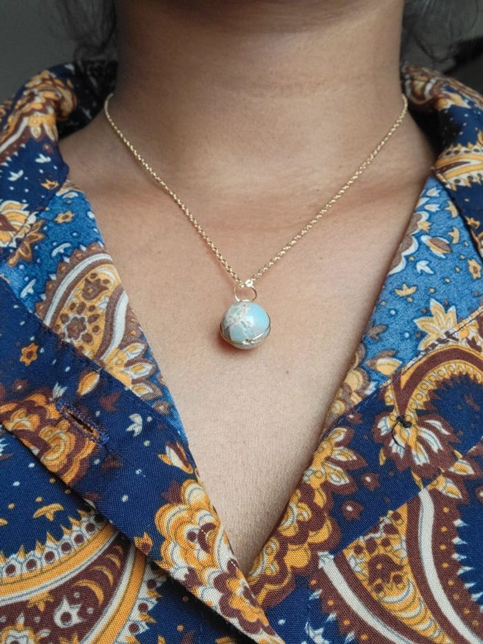 Collier pierre empereurs naturelle en acier inoxydable