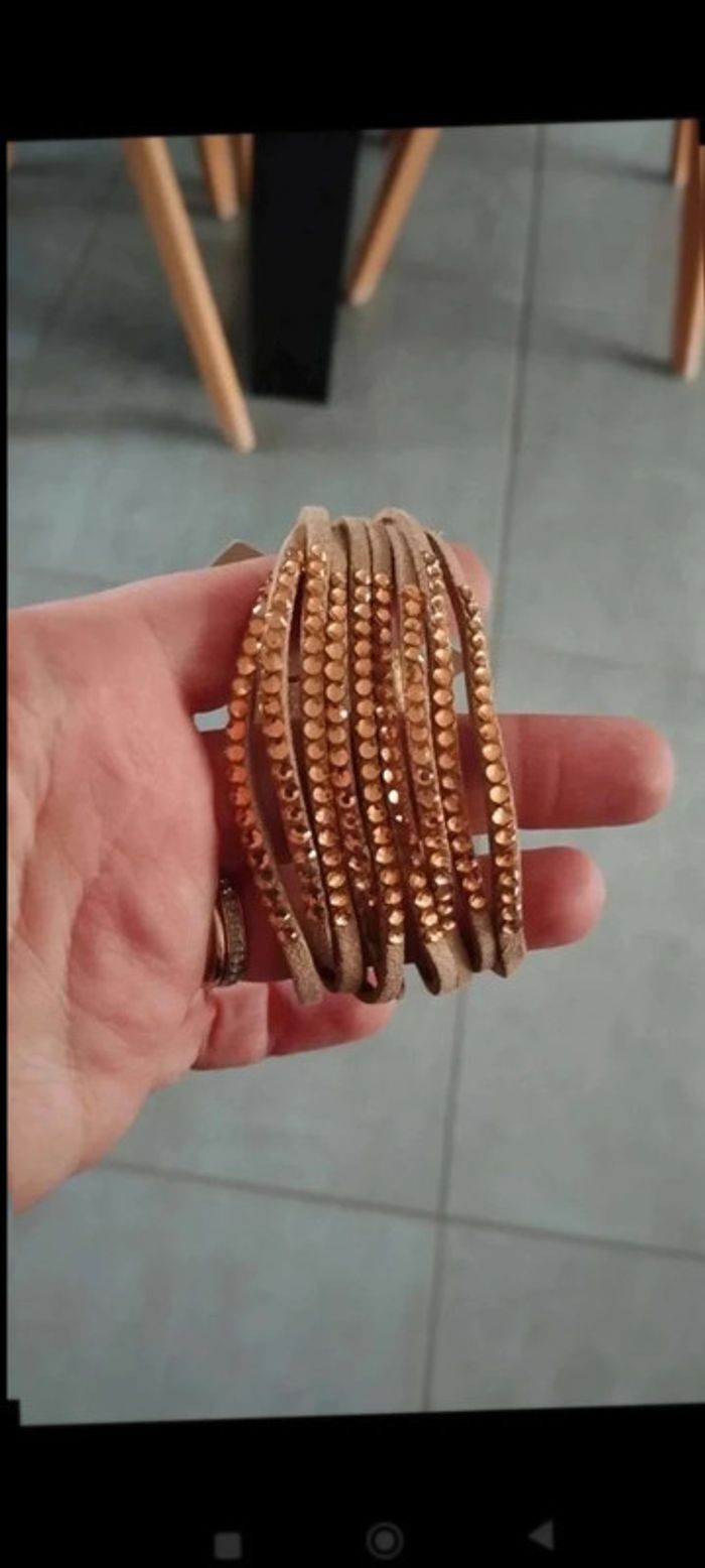 Bracelet a strass pression doré - photo numéro 5