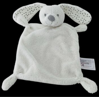 ❤️B5691 Doudou Plat Lapin Mouchoir Blanc Vertbaudet Étoiles