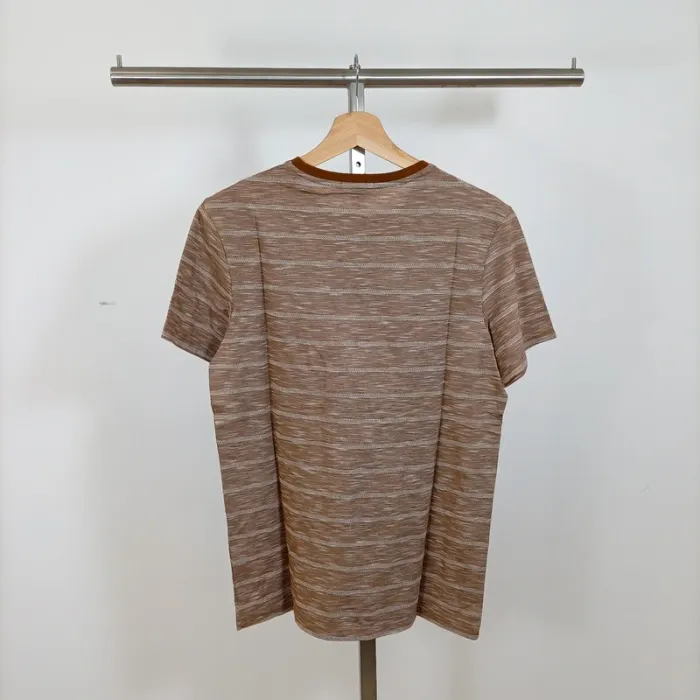 T-shirt Bizzbee rayé marron et beige col contrasté – neuf – taille M A1012 - photo numéro 9