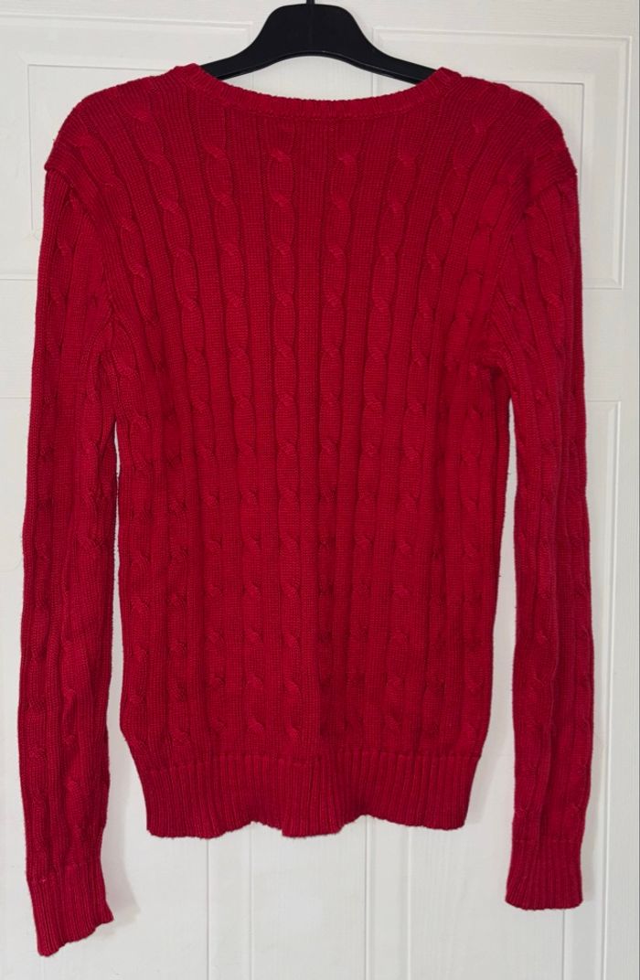 ❤️ Superbe Pull Torsade Neuf Ralph Lauren Rouge Logo Bleu Marine - Taille M/38 - photo numéro 5