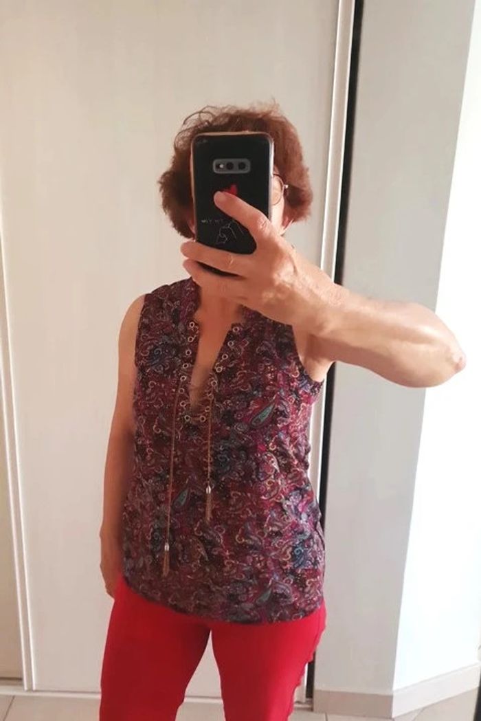 Blouse à oeillets et chaîne Mim - Taille S - photo numéro 2