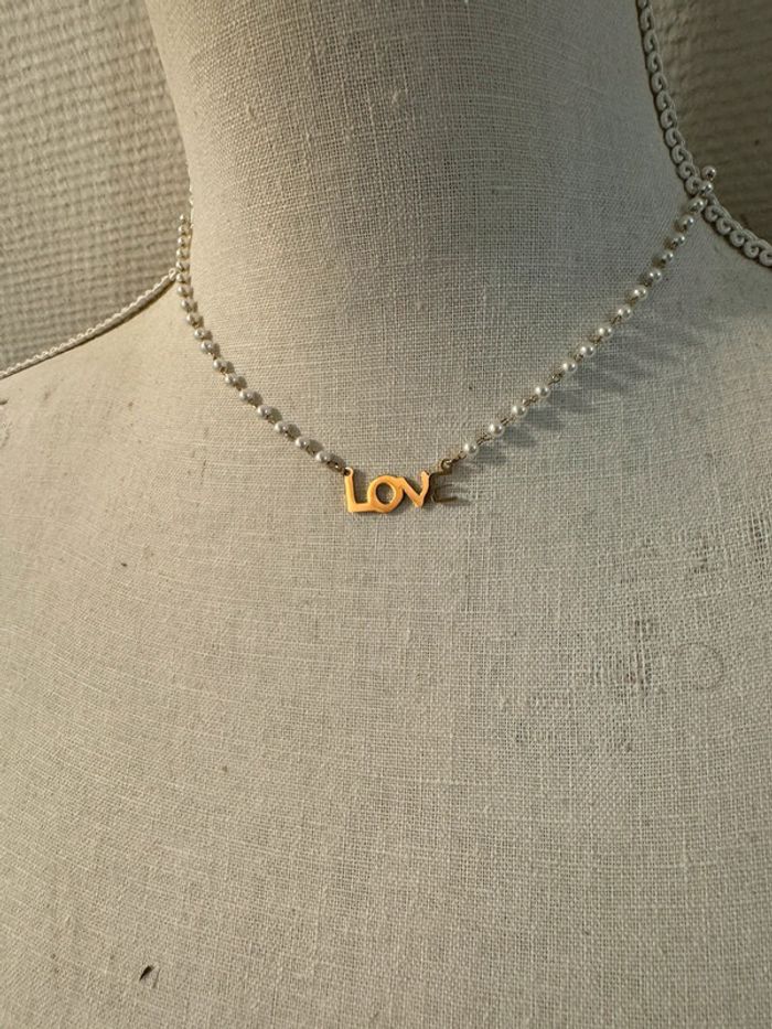 Collier acier inoxydable or et perles message Love acier inoxydable or - photo numéro 3