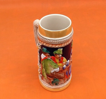 Chope à bière  Scène de taverne Céramique Manufacture Gerz