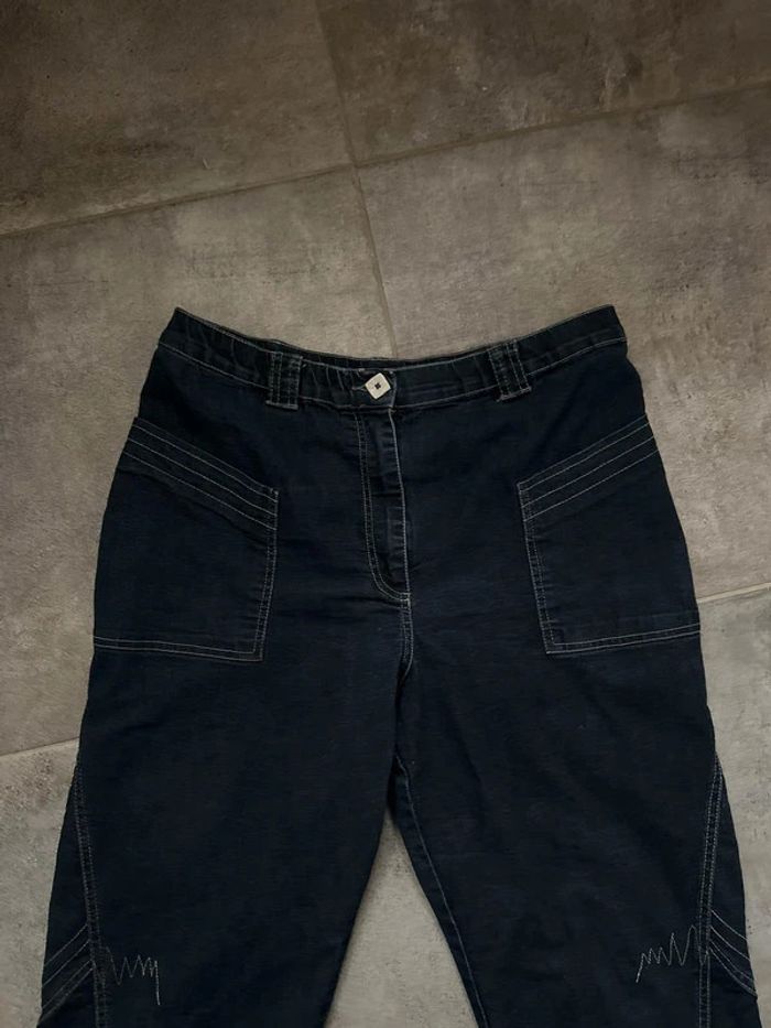 💫 Sublime jeans pantacourt Christine Laure en parfait état marine T 42 44 une pépite - photo numéro 5