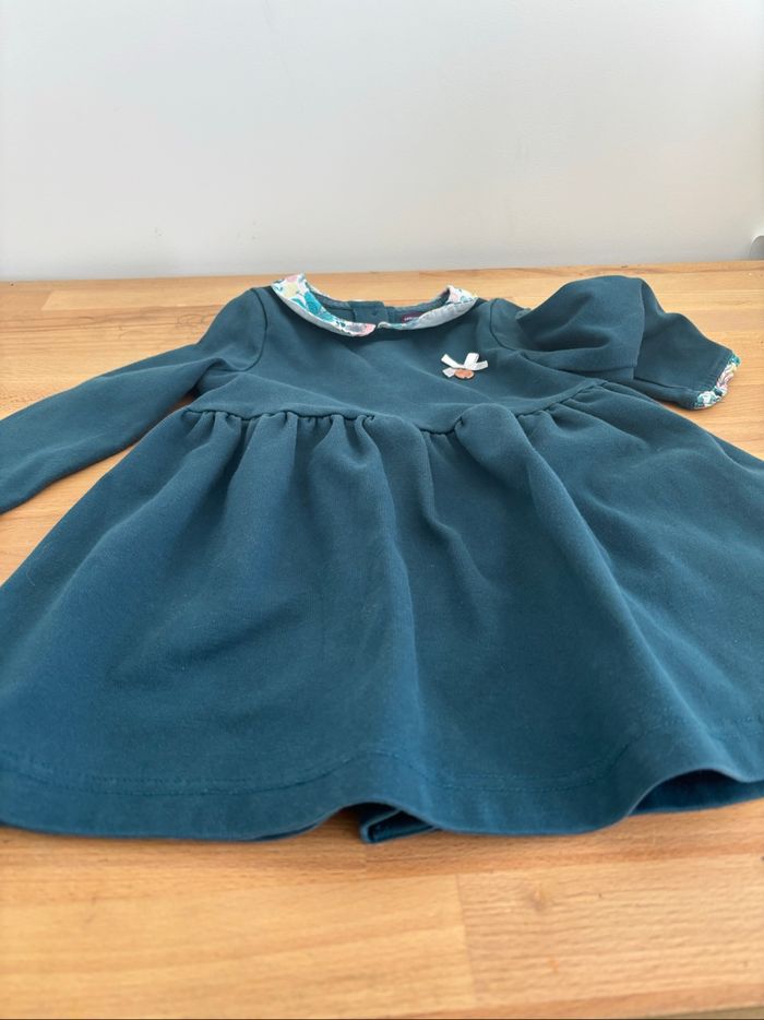 Robe 24m vert profond et col claudine fleuri - photo numéro 3