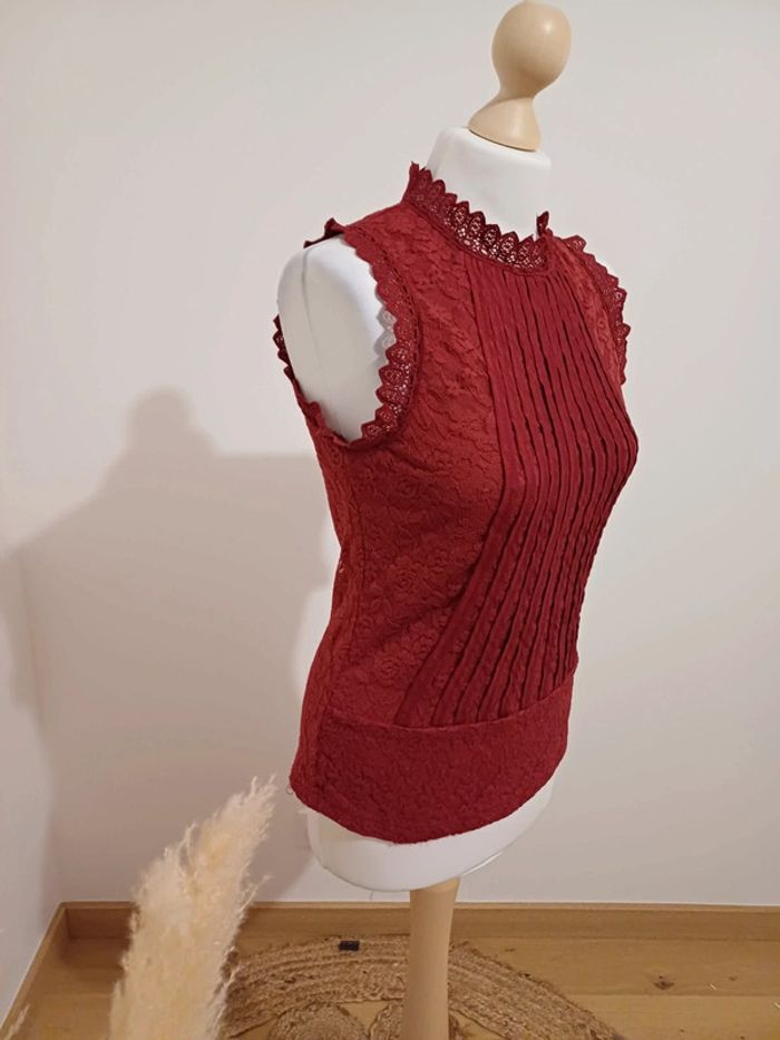 Blouse chic Bordeaux avec dentelle Capsule taille S 36
