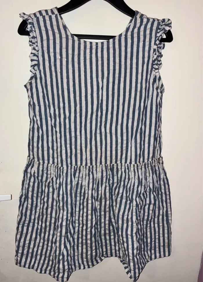 Robe à rayures et fil argenté, 10/12 ans, sans marque. - photo numéro 2