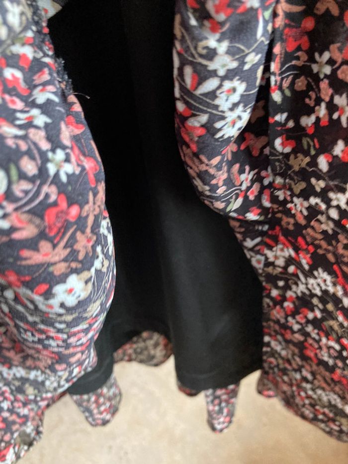 Superbe robe Vintage années 80 entièrement doublée manches longues petites fleurs et noeud au col - photo numéro 11