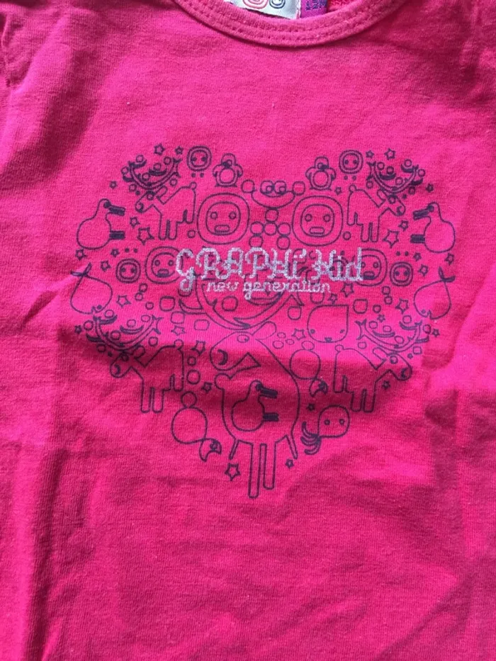 Lot tee shirt manches longues fuschia et gilet vert pastel 12 mois - photo numéro 3