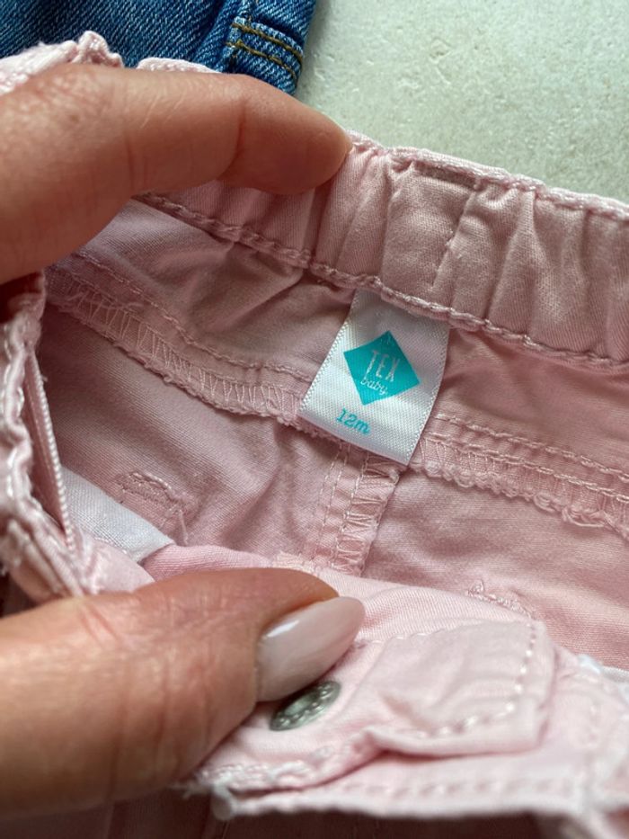 Lot jean fille 12 mois Zara denim rose blanc - photo numéro 11
