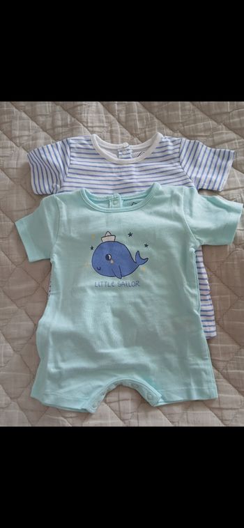 Lot 2 barboteuse combishort garçon tex baby 1 mois