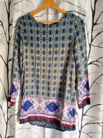Tunique femme bohème ethnique bleue taille M