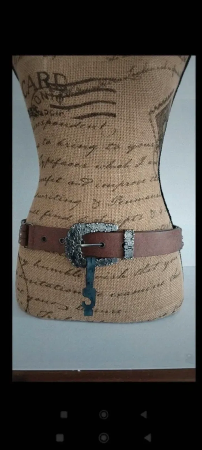 Ceinture trois rangs marron 85 cm - photo numéro 4