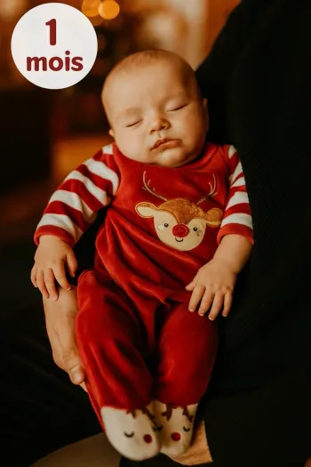 Grenouillère Noël d’hiver en velours – Verbaudet – Taille 1 mois – Mixte