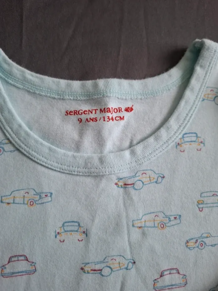 Lot de 2 maillots de corps Sergent Major 9 ans voitures bleu blanc - photo numéro 2