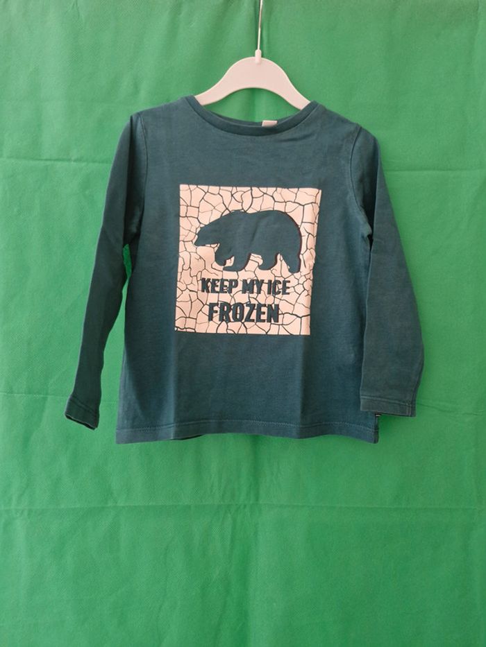 T-shirt manches longues Keep my ice frozen ours polaire 3 ans 98 cm Okaïdi - photo numéro 2