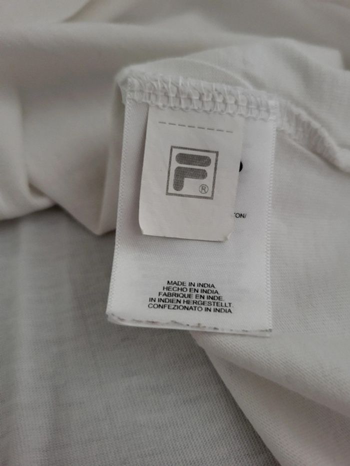 T-shirt Fila vintage blanc logo brodé 100% coton avec QR code - M - photo numéro 6