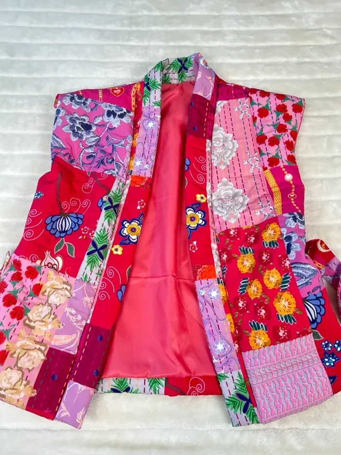 Gilet sans manches patchwork bohème multicolore - photo numéro 3