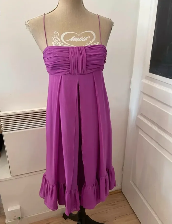 Adolfo Dominguez robe soirée en soie violette taille 36