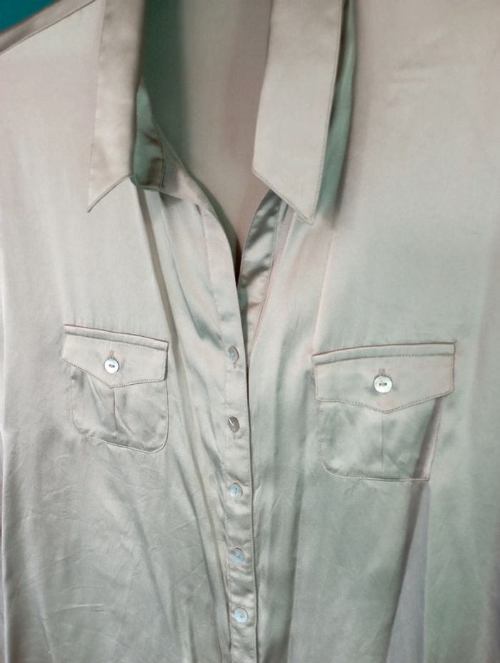 Chemise 100 % soie beige irisé - photo numéro 2