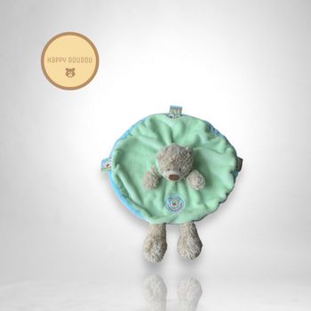 Doudou rond ours capuche vert Nicotoy DP422
