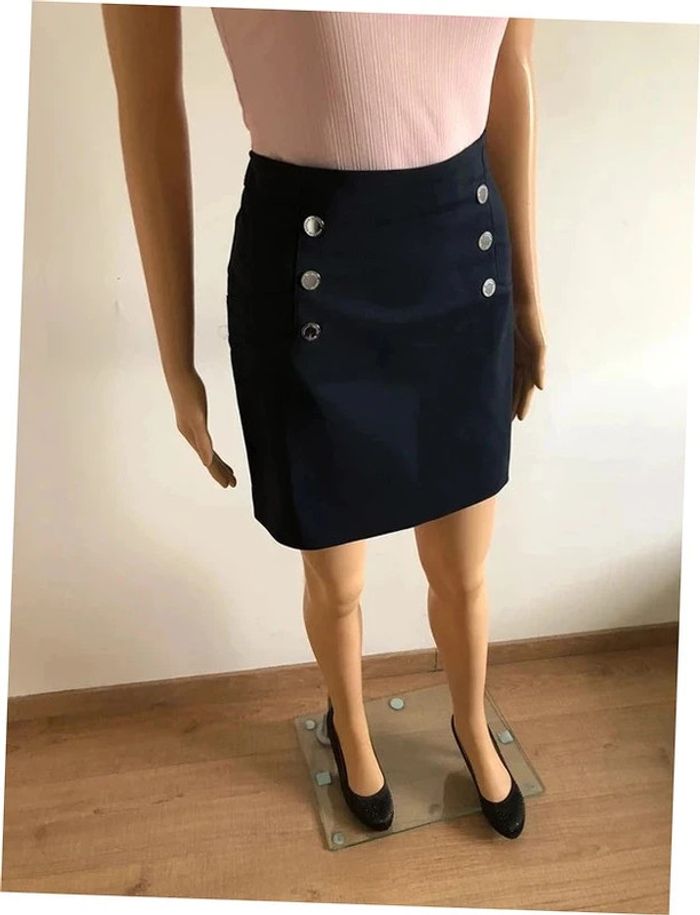 Jupe bleue marine neuve Morgan taille 40 (taille petit) - photo numéro 2