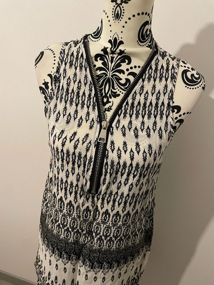Robe tunique sans manche blanc à motifs noir kaylla taille 38 - photo numéro 4