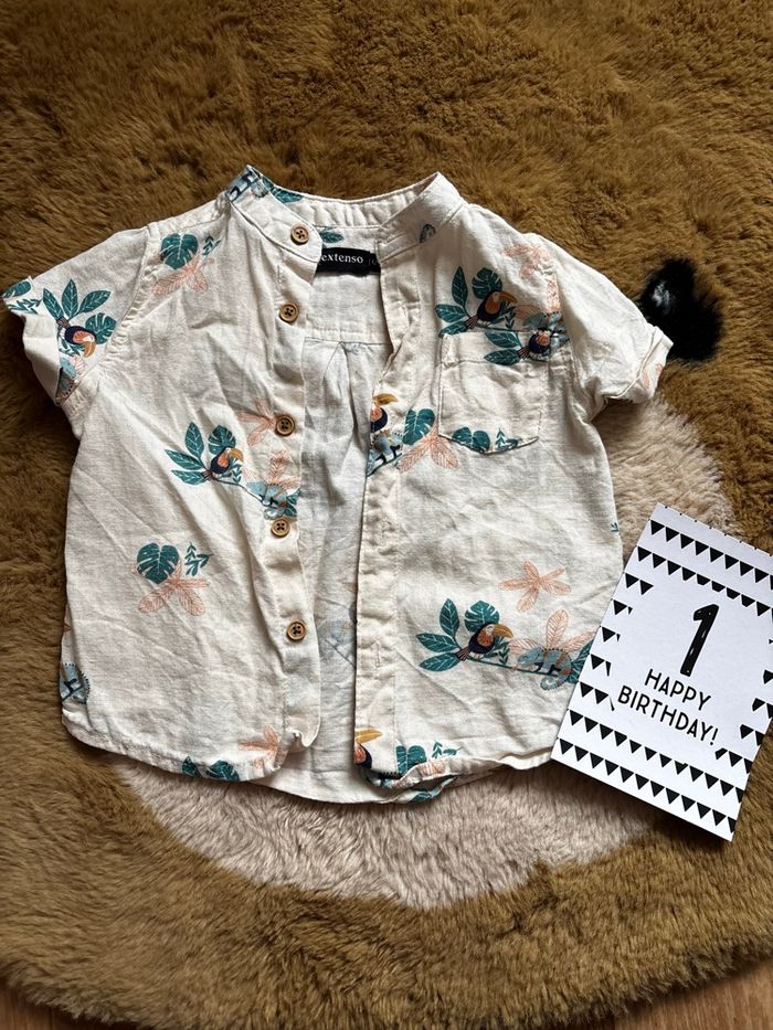 Chemise toucan/caméléon/feuilles In Extenso t.12m