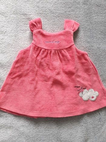 Robe fille sans manches en velours 3 mois rose neuve