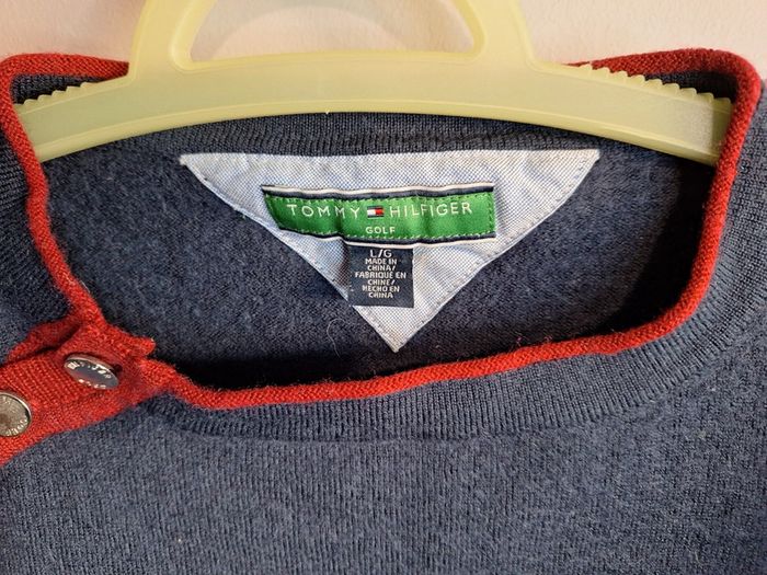 Pull tommy hilfiger femme vintage - taille L - col rond - laine - logo brodé - photo numéro 3