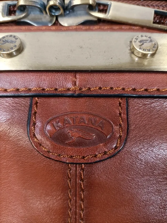 Sac à main Katana - valise docteur, sac voyage weekend, cuir camel 28x25x27 cm - fermeture zip - photo numéro 9