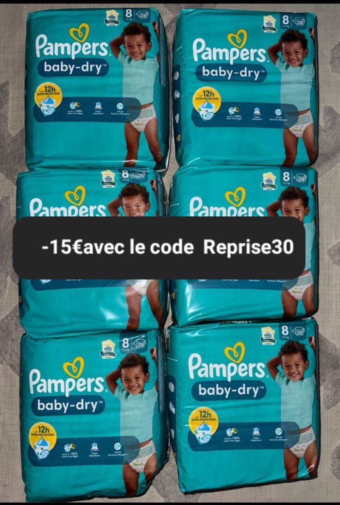 Six pack de couches Pampers taille 8 normal