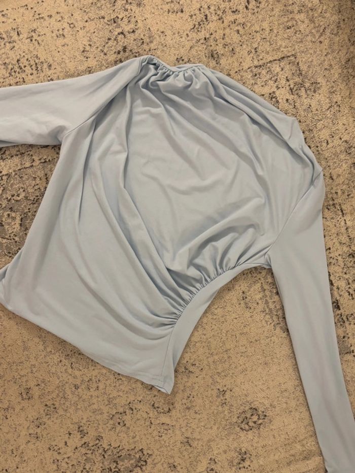 Top manche longue froncé bleu clair SHEIN femme taille S - FR36 - W26 - photo numéro 3