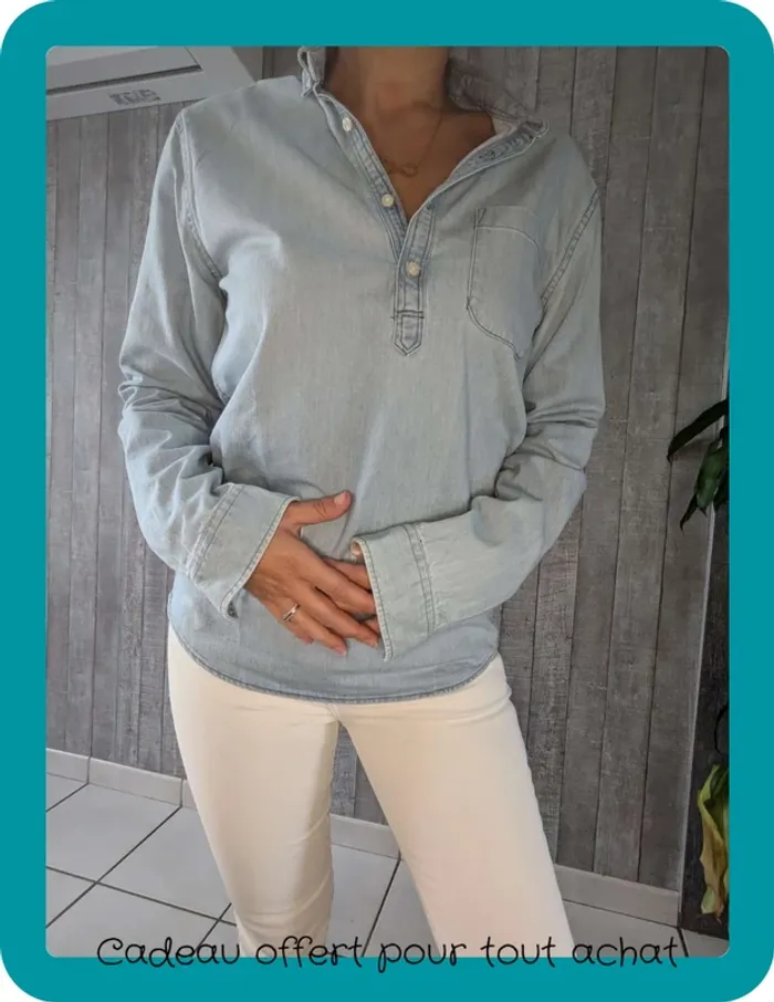 Blouse/chemise en jean Zara 36 - photo numéro 8