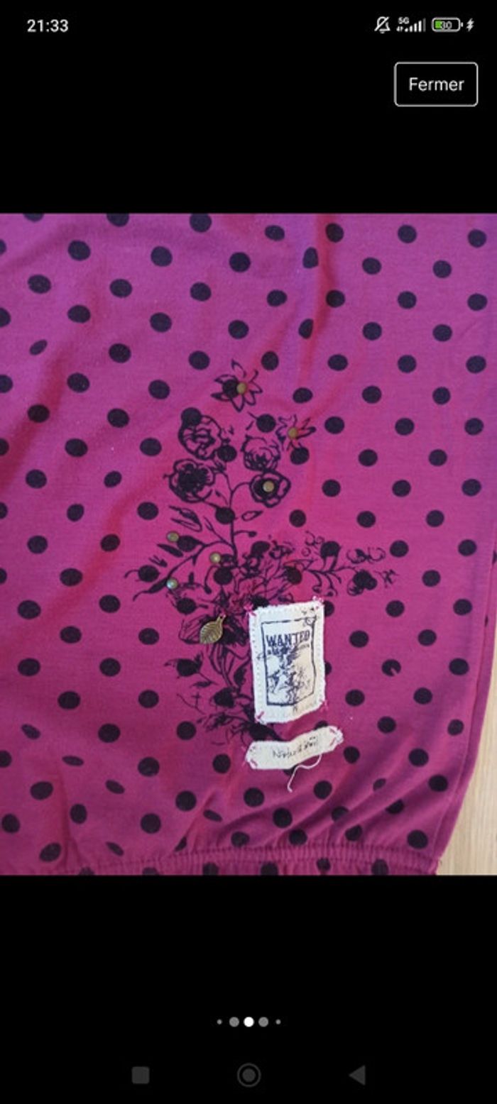 2 col roulé à pois un fushia violet marèse /un gris Lisa rose 10 ans - photo numéro 7