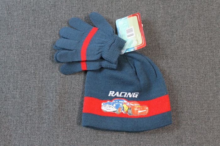 ensemble bonnet gants cars disney bleu