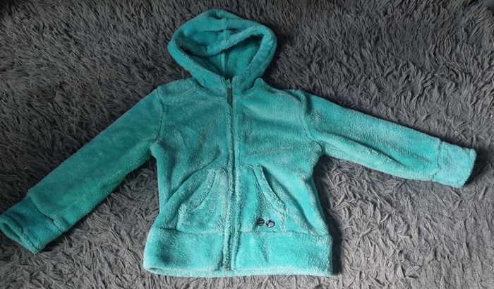 Veste zippée polaire avec capuche vert menthe 4ans